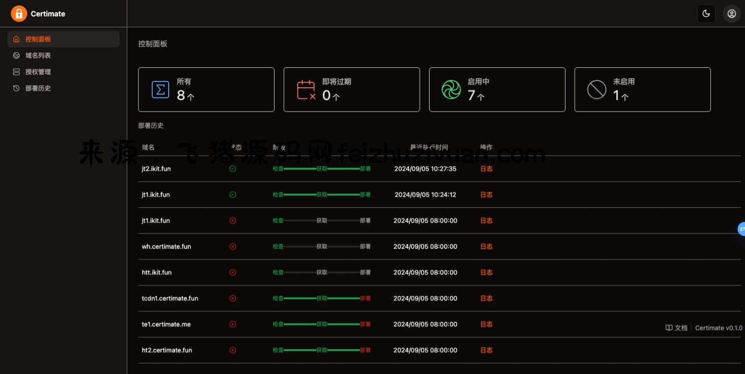 SSL证书管理系统工具网站源码，自动申请、部署SSL证书，并在证书即将过期时自动续期 - 网站源码 - 飞猪源码网-飞猪源码网