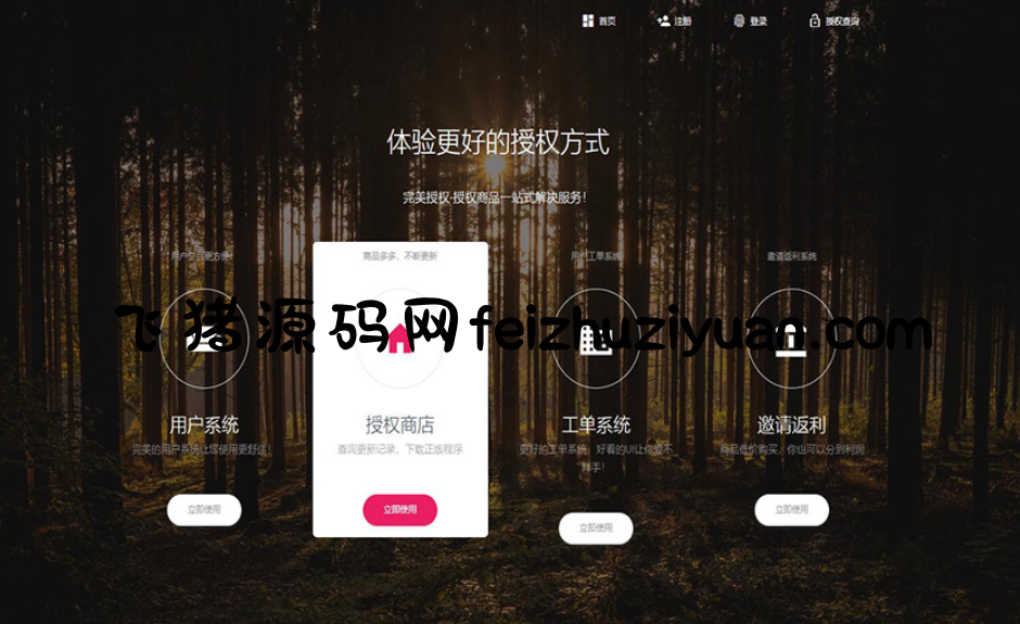 PHP域名授权系统网站 精美UI支付系统团队合作代理返利发卡系统 授权授权管理工单系统 - 网站源码 - 飞猪源码网-飞猪源码网
