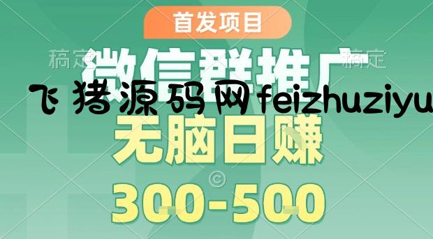 首发项目，微信群推广，一天15单，每单利润10米，无脑日入3-5张【揭秘】 - 网赚项目 - 飞猪源码网-飞猪源码网