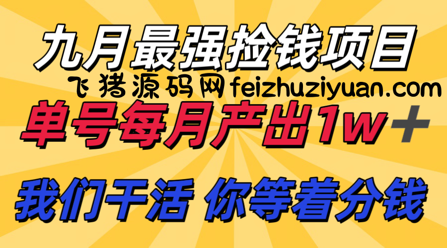 九月最强捡钱项目！ 支付宝分成代运营，我们干活，你分钱！单号月产1w+ - 电商运营 - 飞猪源码网-飞猪源码网