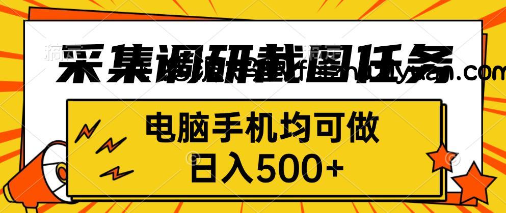 采集，调研，截图任务，电脑手机均可做，日入500+ - 网赚项目 - 飞猪源码网-飞猪源码网