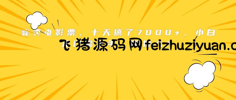 靠卖电影票，十天搞了7000+，小白无门槛上手，零投入！-飞猪源码网