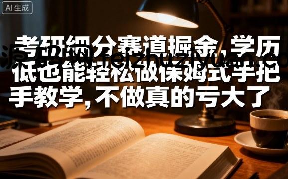 考研细分赛道掘金，日入1k+，学历低也能轻松做保姆式手把手教学，不做真的亏大了【揭秘】 - 网赚项目 - 飞猪源码网-飞猪源码网