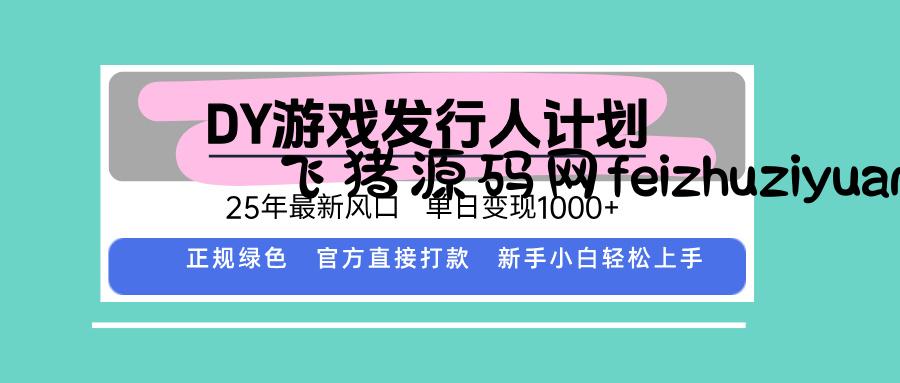 DY游戏发行人计划，25年最新风口，单日变现1000+ - 网赚教程 - 飞猪源码网-飞猪源码网