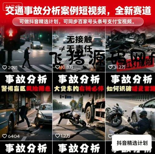 交通事故分析案例短视频，全新赛道，可做抖音精选计划，可同步百家号头条号支付宝视频号平台 - 抖音快手 - 飞猪源码网-飞猪源码网