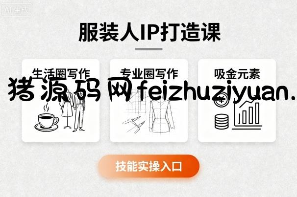 服装人IP打造课，文案创富+生活圈写作+专业圈写作+服装人专属+吸金元素+技能实操 - 网赚项目 - 飞猪源码网-飞猪源码网