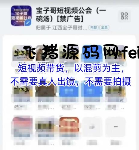 宝子哥头部团队短视频带货，以混剪为主，不需要真人出镜，不需要拍摄【更新9月】 - 抖音快手 - 飞猪源码网-飞猪源码网