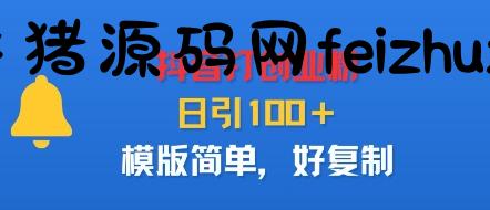 抖音打创业粉，日引100＋，模版简单，好复制 - 抖音快手 - 飞猪源码网-飞猪源码网
