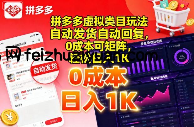 拼多多虚拟类目玩法，自动发货自动回复，0成本可矩阵，轻松日入1K【揭秘】 - 电商运营 - 飞猪源码网-飞猪源码网