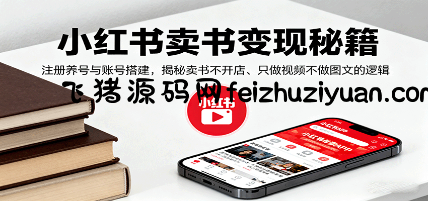 小红书卖书变现秘籍，注册养号与账号搭建，揭秘卖书不开店、只做视频不做图文的逻辑 - 电商运营 - 飞猪源码网-飞猪源码网